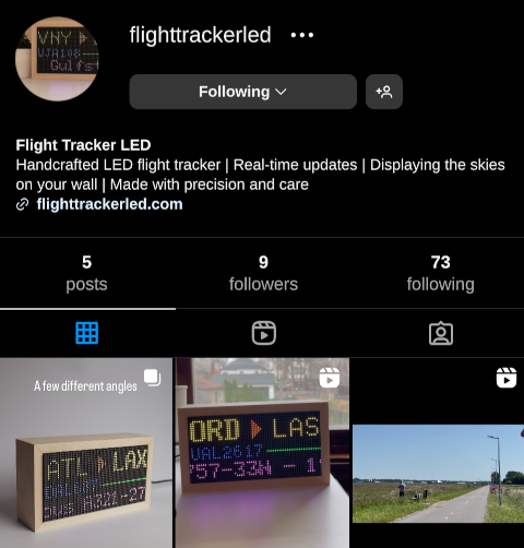 Flight Rader LED Instagram Page